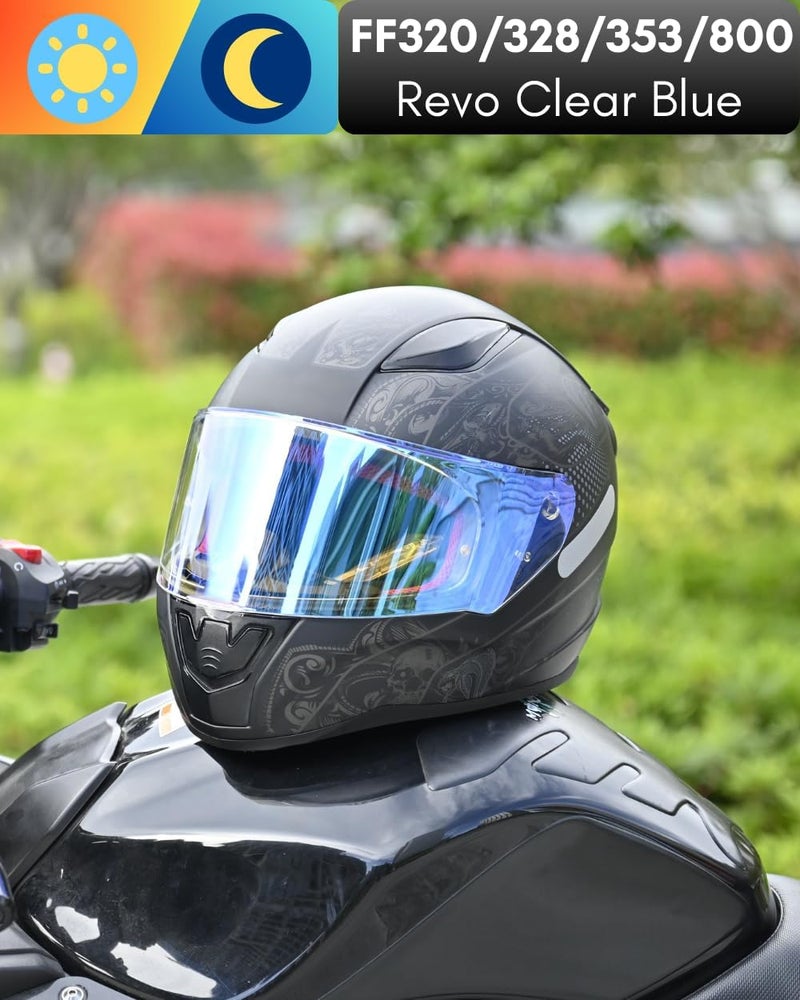 Logto Compatible with LS2 FF353/320/328/800 Helmets Visor Tint Replacement Motorcycle Helmet Face Shield (Revo Clear Blue) - Image 4